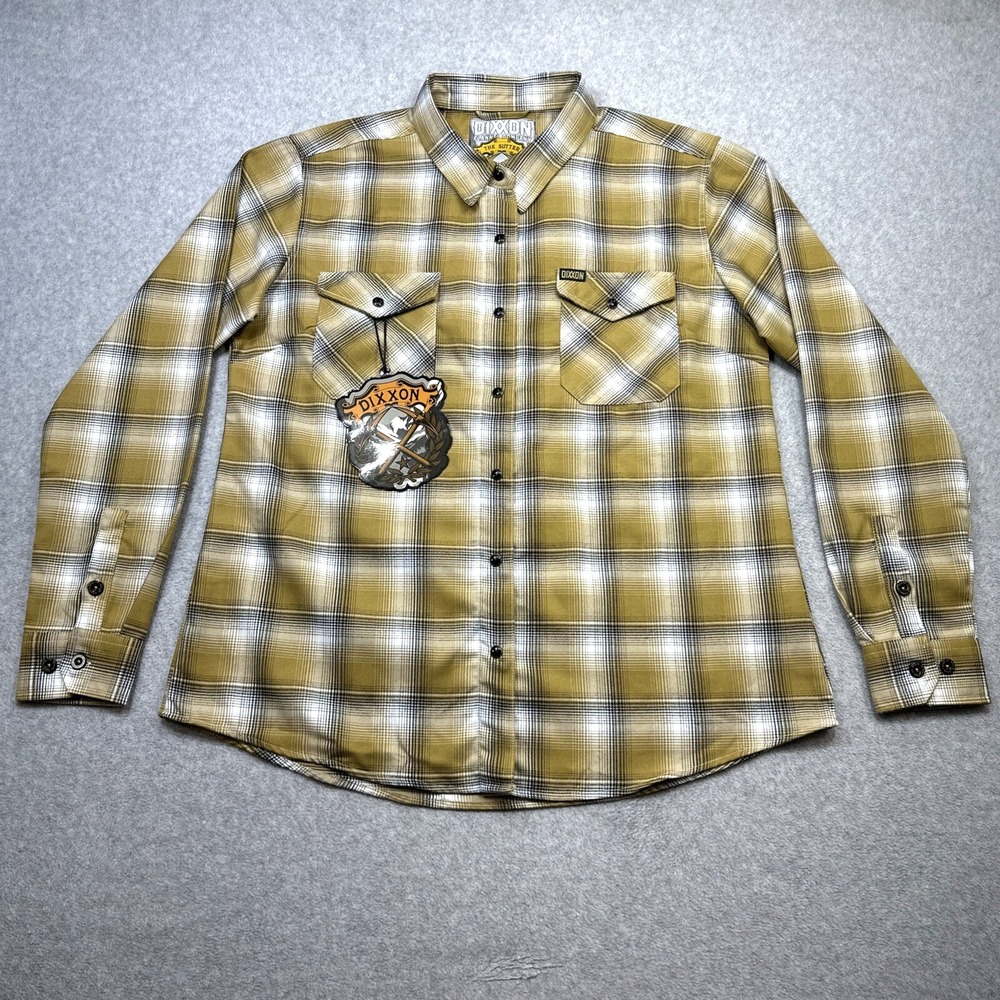 Dixxon Flannel Shirt XL Yellow Gold Plaid The Sutter Pearl Snap Outdoor Workwear